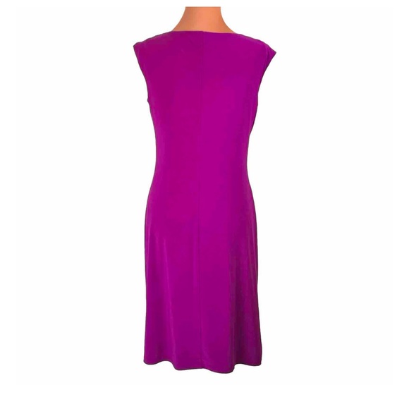 ❌SOLD❌Lauren Ralph Lauren Bright Magenta Pink Cowl Neck Ruched  Dress Size 8 - Picture 5 of 15